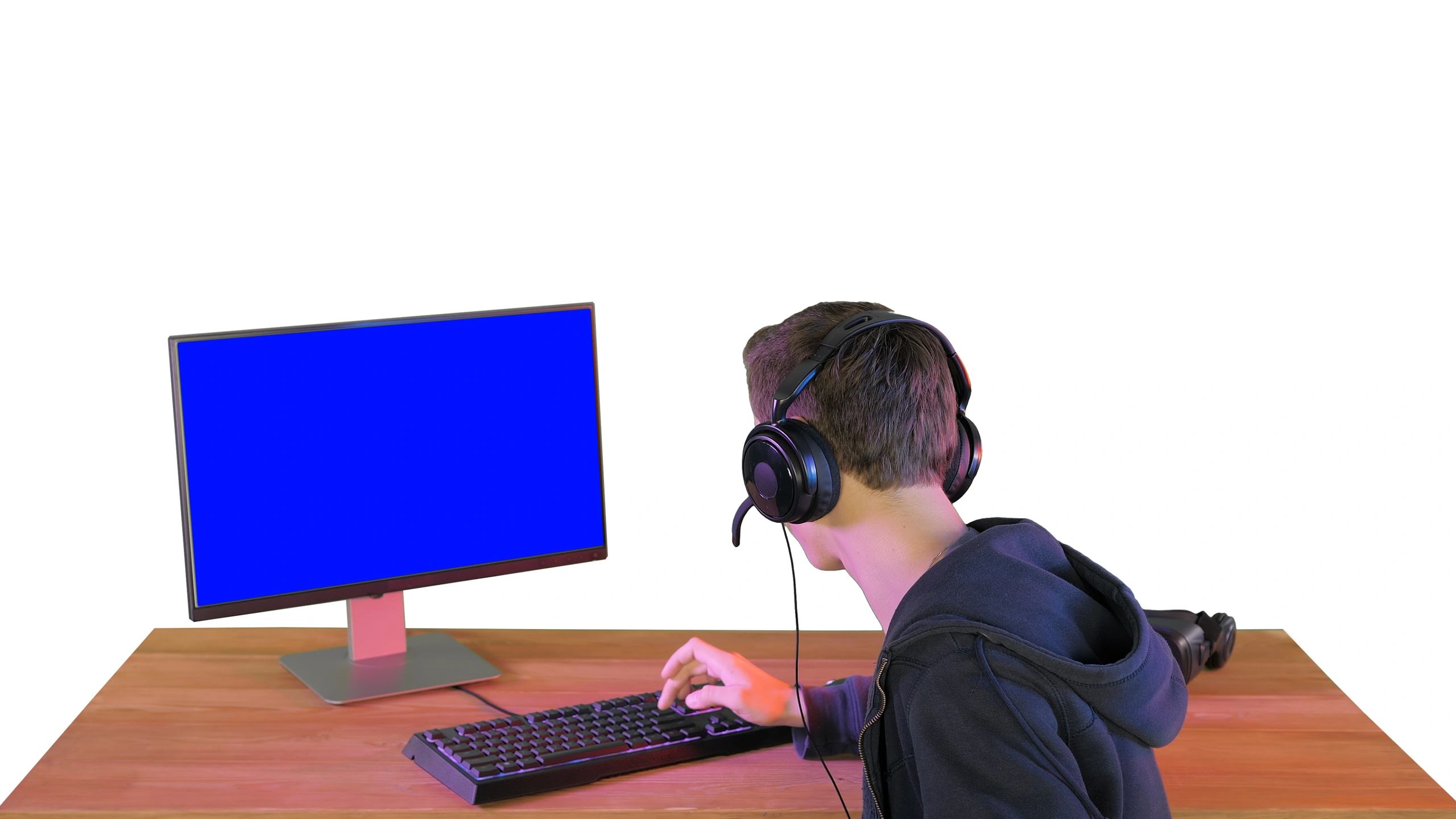 Gaming creator speaking on camera during a studio recording